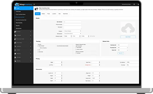 Laptop running Wasp Inventory Control Software